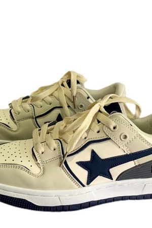 Casual Day Outfits, Easy Trendy Outfits Beige & Navy Shooting Star Sneakers