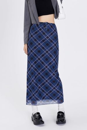Casual Day Outfits, Easy Trendy Outfits Best In Class Plaid Maxi Skirt in Blue