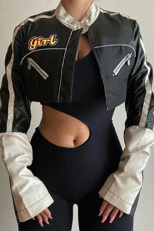 Casual Day Outfits, Easy Trendy Outfits Biker Girl Leather Cropped Jacket