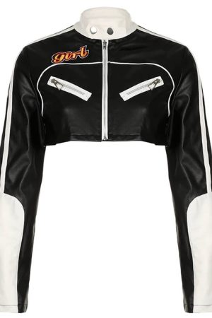 Casual Day Outfits, Easy Trendy Outfits Biker Girl Leather Cropped Jacket