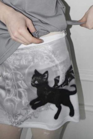 Casual Day Outfits, Easy Trendy Outfits Black Cat Mini Skirt