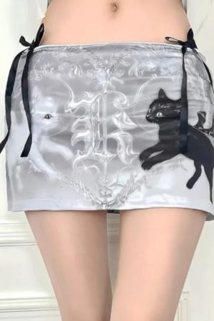 Casual Day Outfits, Easy Trendy Outfits Black Cat Mini Skirt