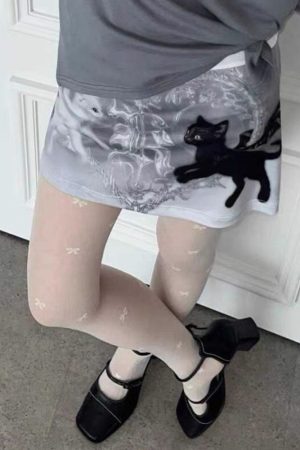 Casual Day Outfits, Easy Trendy Outfits Black Cat Mini Skirt