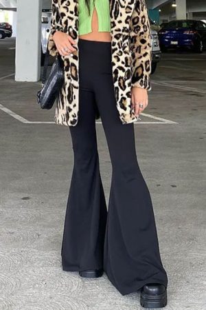 Casual Day Outfits, Easy Trendy Outfits Black Flared Trousers