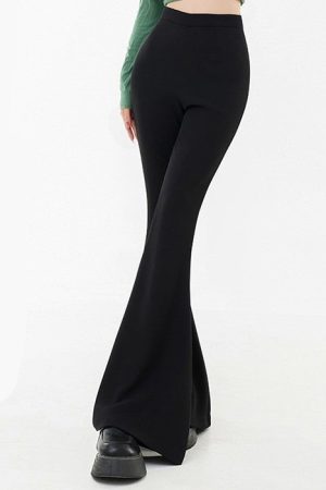 Casual Day Outfits, Easy Trendy Outfits Black Flared Trousers
