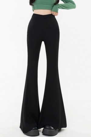 Casual Day Outfits, Easy Trendy Outfits Black Flared Trousers