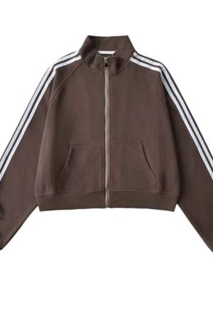 Casual Day Outfits, Easy Trendy Outfits Blokette Bows Side Stripe Zip Up Sweatshirt