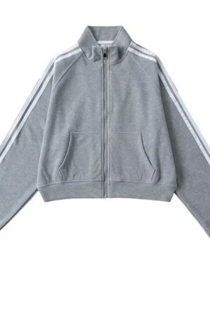 Casual Day Outfits, Easy Trendy Outfits Blokette Bows Side Stripe Zip Up Sweatshirt