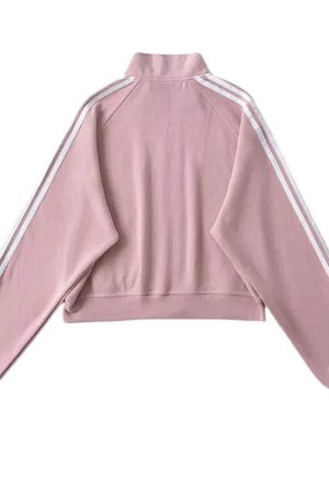 Casual Day Outfits, Easy Trendy Outfits Blokette Bows Side Stripe Zip Up Sweatshirt