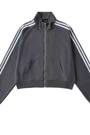 Casual Day Outfits, Easy Trendy Outfits Blokette Bows Side Stripe Zip Up Sweatshirt