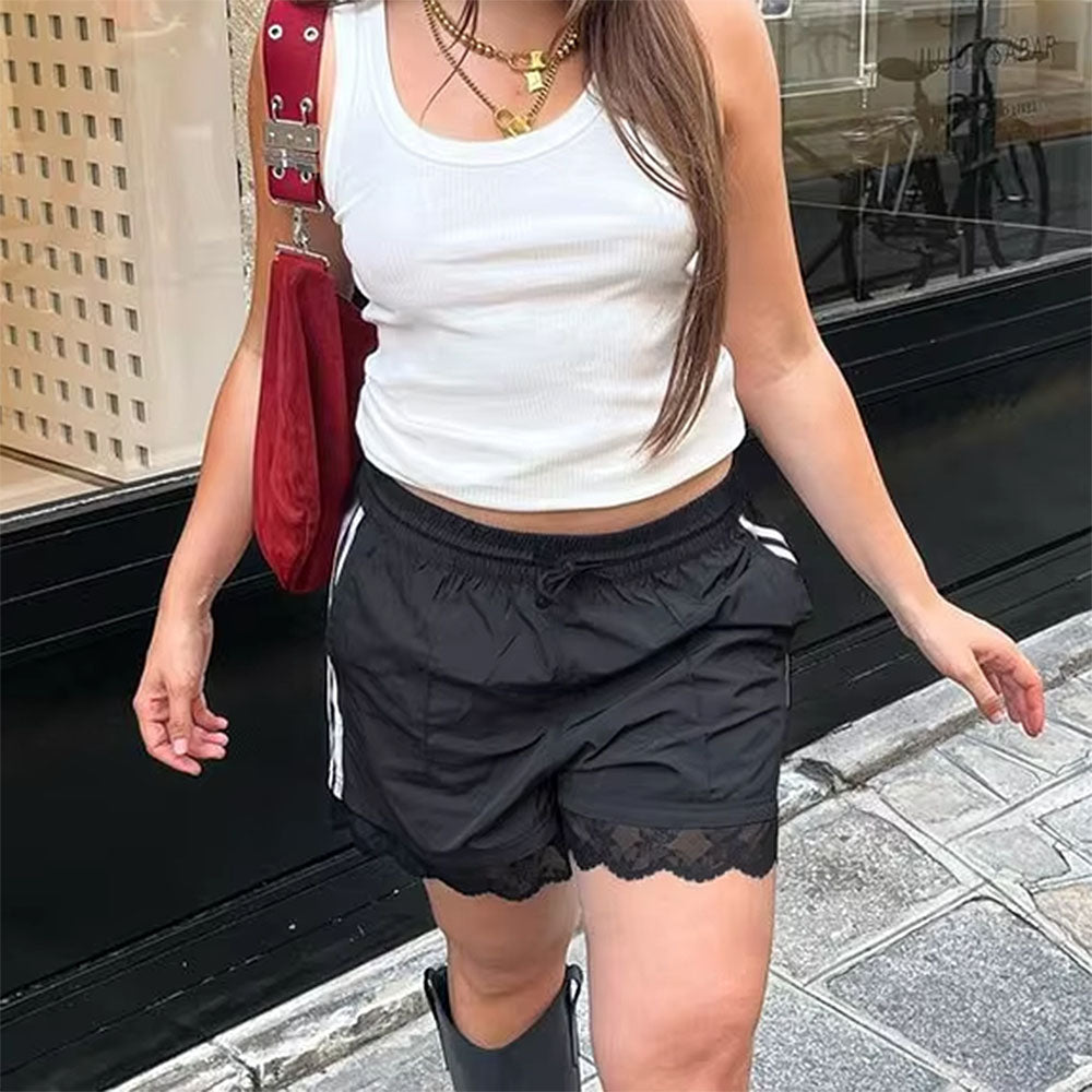 Casual Day Outfits, Easy Trendy Outfits Blokette Side Stripe Lace Shorts Casual Day Outfits, Easy Trendy Outfits Blokette Side Stripe Lace Shorts