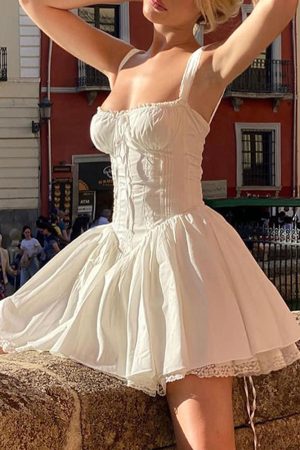 Casual Day Outfits, Easy Trendy Outfits Bonjour Baby Corset Lace Trim Dress