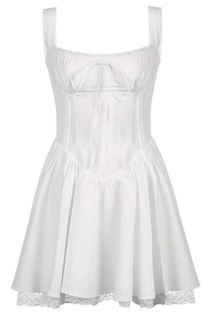 Casual Day Outfits, Easy Trendy Outfits Bonjour Baby Corset Lace Trim Dress