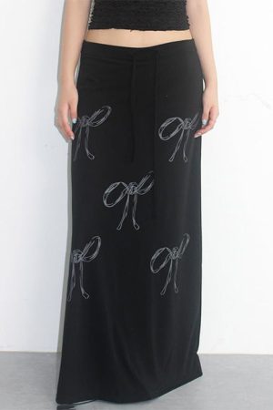 Casual Day Outfits, Easy Trendy Outfits Bow Print Maxi Skirt