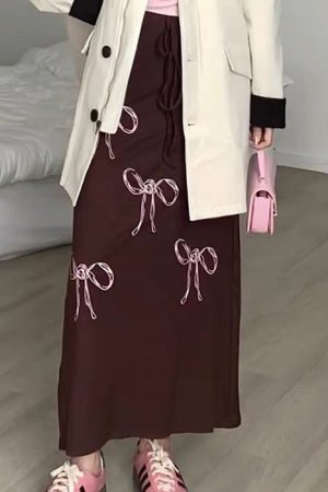 Casual Day Outfits, Easy Trendy Outfits Bow Print Maxi Skirt