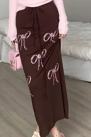Casual Day Outfits, Easy Trendy Outfits Bow Print Maxi Skirt