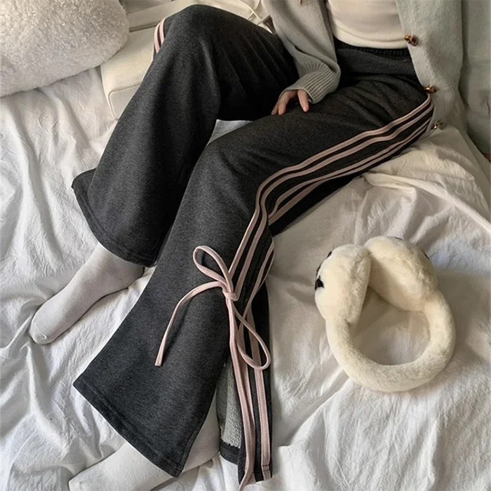 Casual Day Outfits, Easy Trendy Outfits Bow Side Stripe Sweatpants Casual Day Outfits, Easy Trendy Outfits Bow Side Stripe Sweatpants