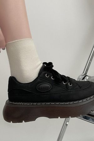 Casual Day Outfits, Easy Trendy Outfits Brown Aesthetic Platform Oxford Shoes