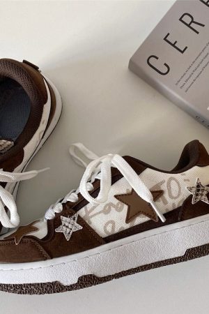 Casual Day Outfits, Easy Trendy Outfits Brown Star Aesthetic Sneakers