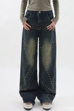 Casual Day Outfits, Easy Trendy Outfits Brown Star Rivet Jeans