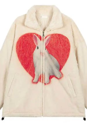 Casual Day Outfits, Easy Trendy Outfits Bunny & Heart Fleece Jacket