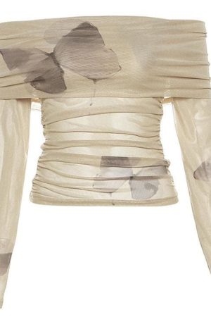 Casual Day Outfits, Easy Trendy Outfits Butterfly Aesthetic Bardot Top