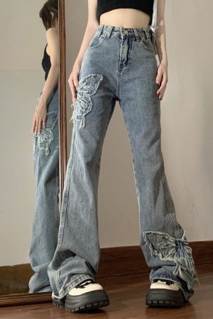 Casual Day Outfits, Easy Trendy Outfits Butterfly Aesthetic Y2K Flare Jeans