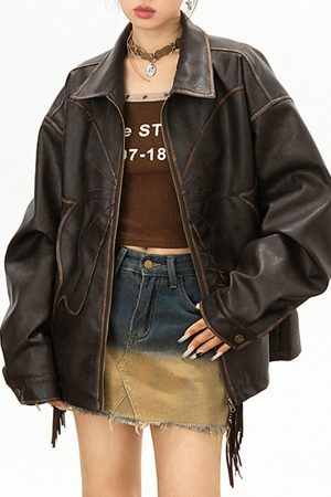 Casual Day Outfits, Easy Trendy Outfits Butterfly Distressed Leather Jacket