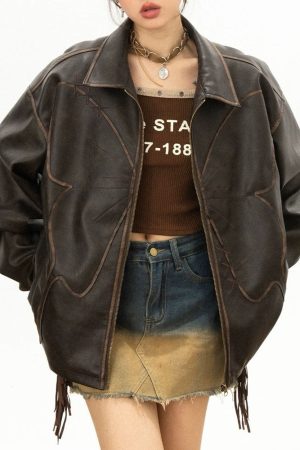 Casual Day Outfits, Easy Trendy Outfits Butterfly Distressed Leather Jacket