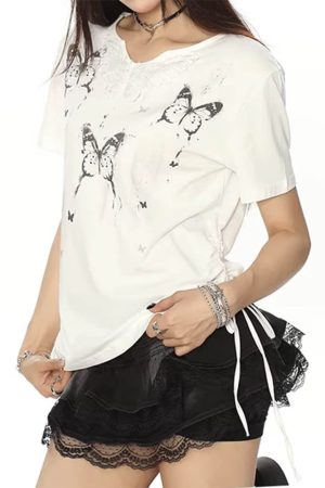 Casual Day Outfits, Easy Trendy Outfits Butterfly Graphic T-Shirt
