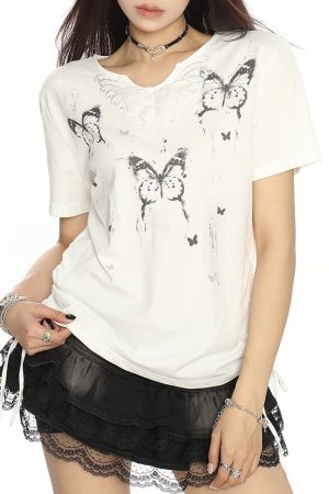 Casual Day Outfits, Easy Trendy Outfits Butterfly Graphic T-Shirt
