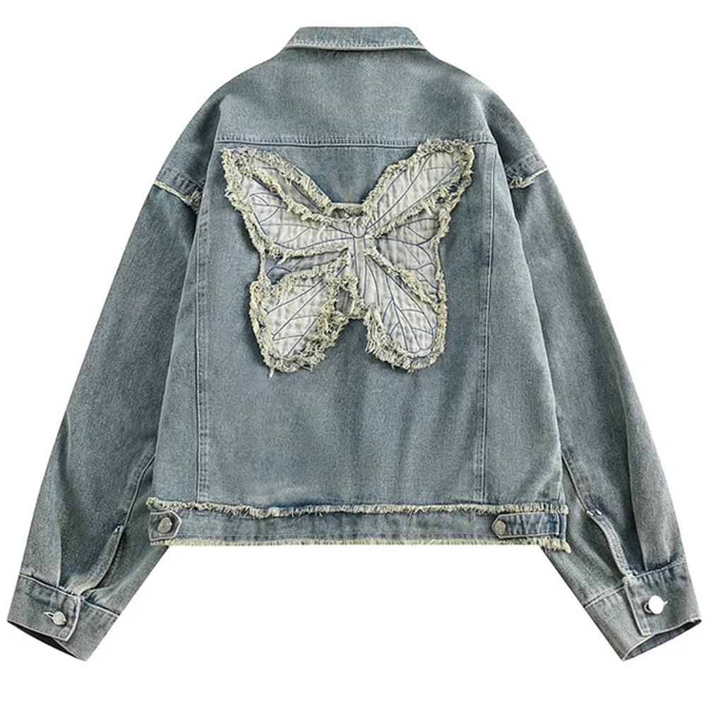 Casual Day Outfits, Easy Trendy Outfits Butterfly Patch Y2K Denim Jacket Casual Day Outfits, Easy Trendy Outfits Butterfly Patch Y2K Denim Jacket