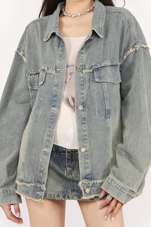 Casual Day Outfits, Easy Trendy Outfits Butterfly Patch Y2K Denim Jacket