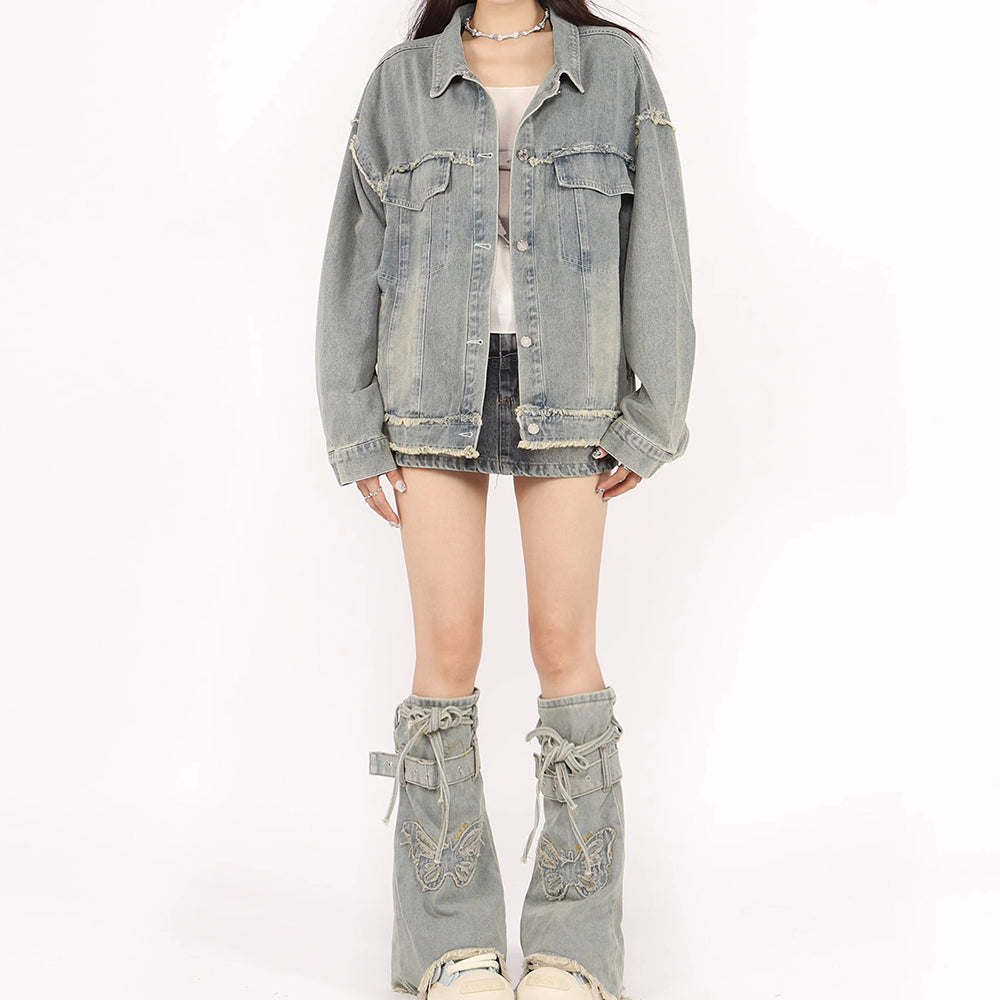 Casual Day Outfits, Easy Trendy Outfits Butterfly Patch Y2K Denim Jacket Casual Day Outfits, Easy Trendy Outfits Butterfly Patch Y2K Denim Jacket