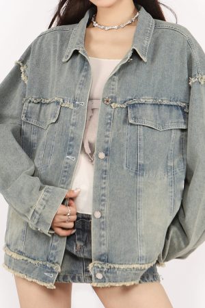 Casual Day Outfits, Easy Trendy Outfits Butterfly Patch Y2K Denim Jacket