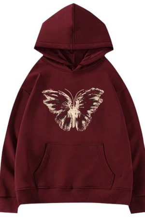 Casual Day Outfits, Easy Trendy Outfits Butterfly Print Aesthetic Hoodie