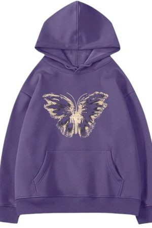 Casual Day Outfits, Easy Trendy Outfits Butterfly Print Aesthetic Hoodie