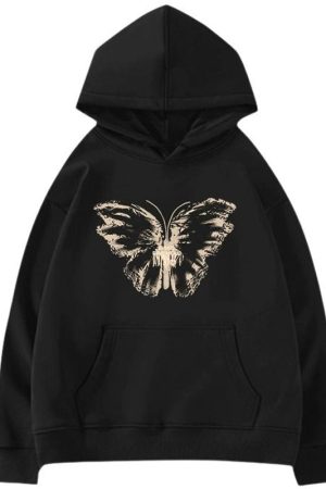 Casual Day Outfits, Easy Trendy Outfits Butterfly Print Aesthetic Hoodie