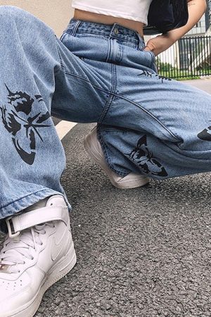 Casual Day Outfits, Easy Trendy Outfits Butterfly Print Jeans