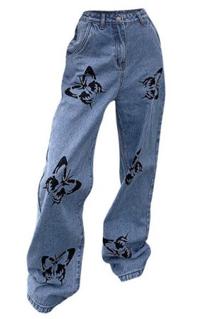 Casual Day Outfits, Easy Trendy Outfits Butterfly Print Jeans