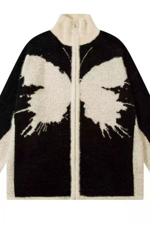 Casual Day Outfits, Easy Trendy Outfits Butterfly Zip-Up Jacket