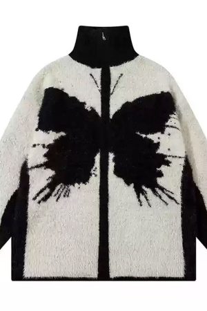 Casual Day Outfits, Easy Trendy Outfits Butterfly Zip-Up Jacket