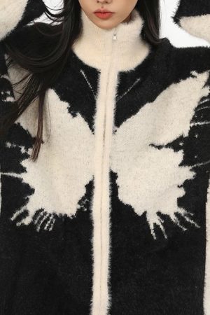 Casual Day Outfits, Easy Trendy Outfits Butterfly Zip-Up Jacket