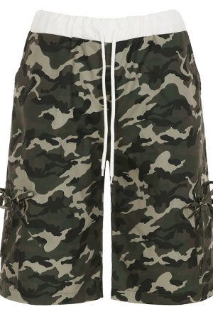 Casual Day Outfits, Easy Trendy Outfits Camouflage Bow Side Cargo Shorts