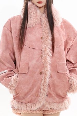 Casual Day Outfits, Easy Trendy Outfits Campus Queen Fur Trim Jacket