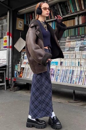 Casual Day Outfits, Easy Trendy Outfits Campus Secrets Plaid Maxi Skirt