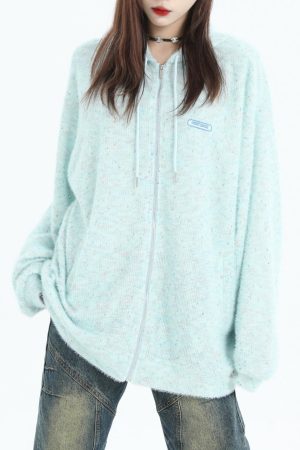 Casual Day Outfits, Easy Trendy Outfits Casual Friday Knit Zip Hoodie