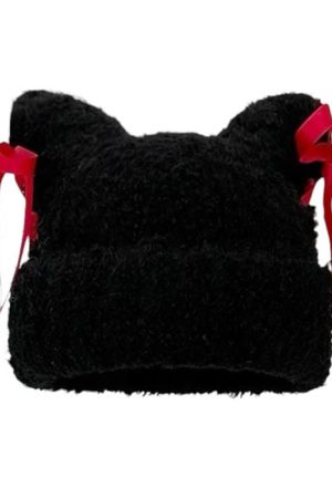 Casual Day Outfits, Easy Trendy Outfits Cat Ear Beanie with Bows