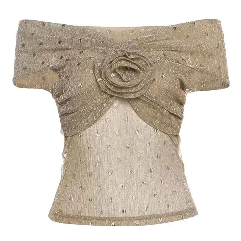 Casual Day Outfits, Easy Trendy Outfits Charming Rose Bardot Mesh Top Casual Day Outfits, Easy Trendy Outfits Charming Rose Bardot Mesh Top