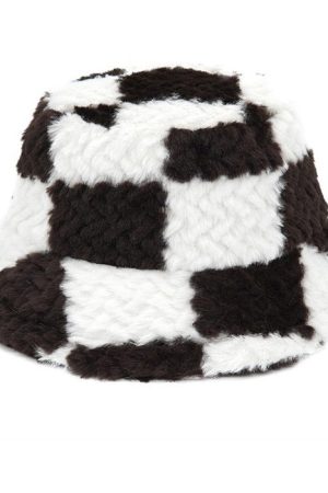 Casual Day Outfits, Easy Trendy Outfits Checkered Fuzzy Bucket Hat